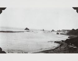 Construction of the jetty at the mouth of the Russian River at Jenner, California, January 2, 1932