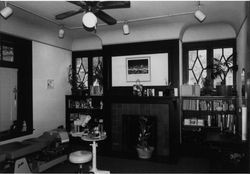 Interior of the John C. "Hoke" Smith House at 714 Mendocino Avenue, Santa Rosa, California, showing living room and fireplace, May 12, 1996