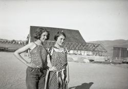 Dorothy Donogh and Frances V. Chamberlain at the Donogh family ranch, 7055 Old Lakeville Highway, Petaluma, California, about 1933