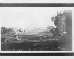 View of a Petaluma farm and water tank, Petaluma, California, about 1920