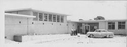 Main entrance to Hillcrest Hospital towards the end of construction, Petaluma, California, 1956
