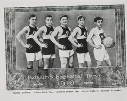 Petaluma High School basketball team, 331 Keller Street, Petaluma, California, 1911