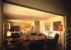 Interior of an apartment at Tivoli Gardens, Rohnert Park, California, 1964