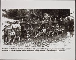 Miners of the Great Eastern Quicksilver Mine, Sweetwater Springs Road, Guerneville, California, about 1885