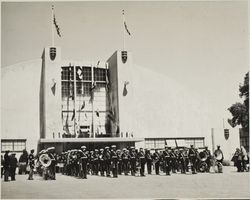 USMC Color Guard band assembled at the exhibit building at the Sonoma County Fair, Santa Rosa, California