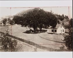 Unidentified people standing outside a structure, Calistoga, California