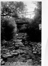 Creek scene and bridge, Glen Ellen, California