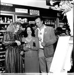 Pouring wine at the Sonoma Cheese Factory's 50th anniversary party, Sonoma, California, 1981