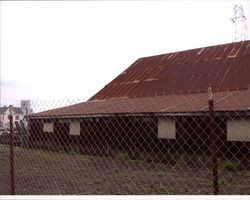 Exterior view of the livery stable that stood at the corner of D and First Streets, Petaluma, California, Sept. 25, 2001
