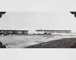 Construction of the jetty at the mouth of the Russian River at Jenner, California, March 1932