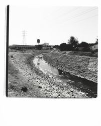 Santa Rosa Creek southeast from Pierson Street Bridge, Santa Rosa, California, 1975