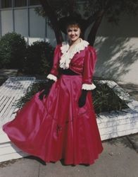 Portrait of Jennifer Elu dressed in a historical costume for Old Adobe Days Fiesta, Petaluma, California