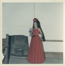 Mrs. Marsha Burke inside the Old Adobe, Petaluma, California, 1970