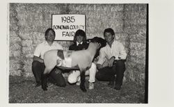 Lauren Anderson and her FFA Reserve Grand Champion lamb at the Sonoma County Fair, Santa Rosa, California, 1985