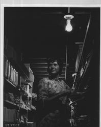 Librarian Linda Haering inside the Petaluma Carnegie Library, 1975
