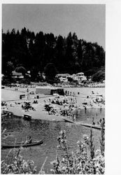 Sunbathers at a beach in Monte Rio