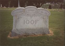 I.O.O.F. Petaluma Lodge No. 30 tombstone at Cypress Hill Cemetery, Petaluma, California, April, 1990