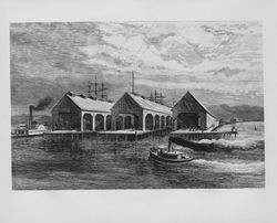 Oakland Long Wharf, San Francisco terminal of the Central Pacific, Oakland, California, 1878