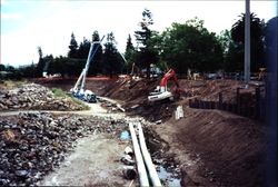 Looking east along Santa Rosa Creek bed from the Olive Street-Railroad Avenue Bridge