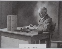 Octavius G. Wood in his study in Butte, Montana, about 1900