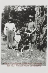 Barnes family members on Russian River camping trip, Russian River, California about 1921