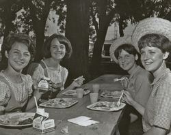 Pancake breakfast at Walnut Park, Walnut Park, Petaluma, California, about 1930