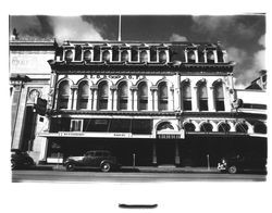 I.O.O.F. Building in Petaluma, California, with Don's Fine Foods and Rexall Drugs on the ground floor, 1949