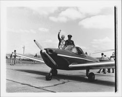 Estella Wilson going on her first airplane ride, Santa Rosa, California, 1954