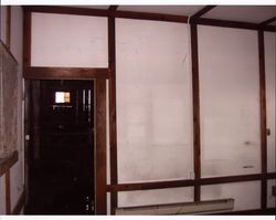 Interior wall and door inside livery stable that stood at the corner of D and First Streets, Petaluma, California, Sept. 25, 2001