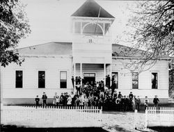 Third Geyserville School and its students, Geyserville, California, 1895