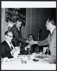 Presentation of an award at a Rotary Club luncheon, Santa Rosa, California, 1970