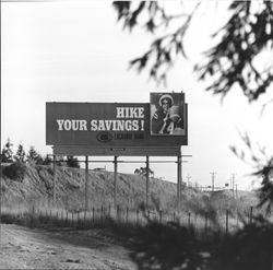 Exchange Bank billboard, Santa Rosa, California, 1969