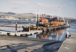 Barge and dredging equipment at Spud Point Marina