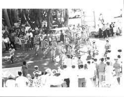Chinese Girl's Drum Corps performing at the Old Adobe Fiesta, Petaluma, California, 1965