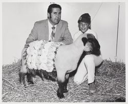 Tim Knowles and his 4H Reserve Grand Champion Hampshire lamb at the Sonoma County Fair, Santa Rosa, California