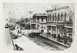 Early view of the Petaluma and Santa Rosa Railway yards in Petaluma, California, 1909