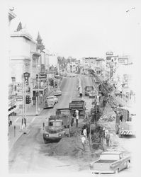 Digging up North Petaluma Boulevard, Petaluma, California, 1954