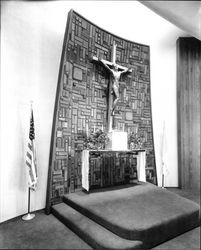 Sacristy and crucifix at Holy Spirit Catholic Church, Santa Rosa, California, June 19, 1965
