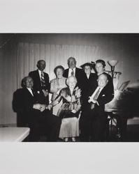 Group photograph of Fred and Sarah Walford, Marion S. Barnes, and unidentified others