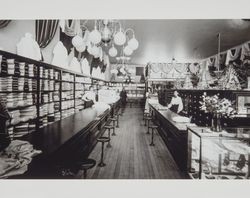 Interior of Frazer and Company dry goods store in Petaluma, California, photographed between 1905 and 1907