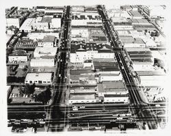 Aerial view of downtown area beast from Highway 101, Santa Rosa, California, 1954