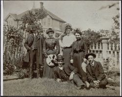 Haskins family on the lawn, 209 Liberty Street, Petaluma, California, between 1890 and 1900