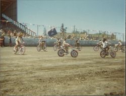 Bicycles in formation at the Bicentennial Parade, Petaluma, California, July 4, 1976