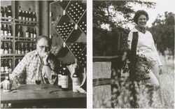 Louis Martini in the tasting room and Carolyn Martini in the vineyard