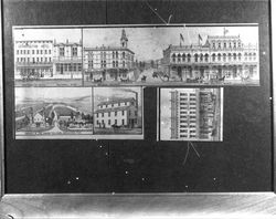 Various Petaluma, California city blocks and buildings, 1885