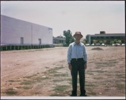 John Jay Callison at the site of the old train depot, 804 North Street, Santa Rosa, California, 1970s