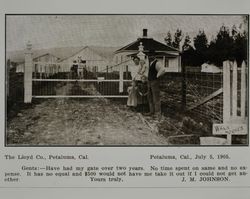 Lloyd gate at the J. M. Johnson farm in Petaluma, California, as shown in the Lloyd Co. catalog for 1912