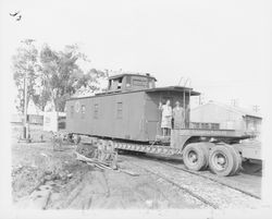 Caboose from the Petaluma and Santa Rosa Railroad, Petaluma, California, about 1953