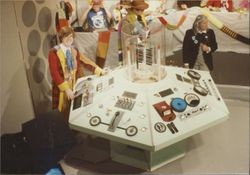 Bob Mannion with the Dr. Who tardis, Sacramento, California, about 1980