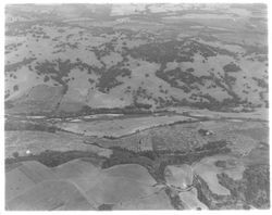 Aerial view of the Russian River above Healdsburg, California, 1958